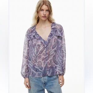 Little Moon Corsica Blouse In Sugarplum Lilac/Purple paisley Patterned small